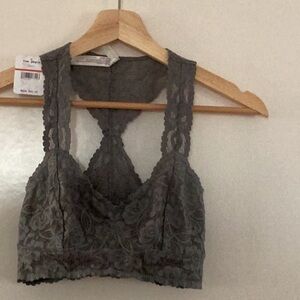 Free People Gray Lace Racerback Bralette